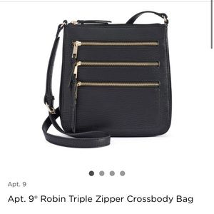 NWOT Apt 9 Robin Triple Zipper Crossbody bag